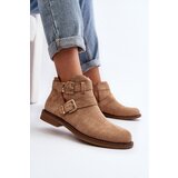Boto Women's Flat Heel Ankle Boots with Straps Beige Melviana | ePonuda.com