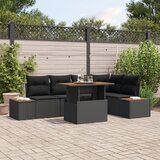 vidaXL 6 delni set vrtne sedežne garniture s blazinami Črna Poli ratan | Shoptok.si