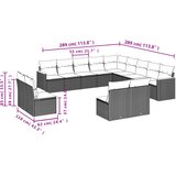 13-dijelni set vrtnih sofa od poliratana s jastucima sivi | shoptok.hr