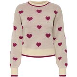 JDY Pulover 'ROMANCE' kremna / kit / vinsko rdeča | Shoptok.si