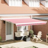 vidaXL Avtomatska retraktibilna tenda Rdeče in bele črte 400x300 cm Cene