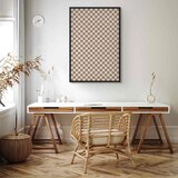  Slika - Checkerboard Pattern - Brown-White Grid with a Subtle Noise 60x90 U crnom drvenom okviru | shoptok.hr