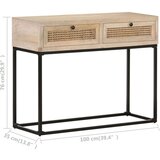 vidaXL Konzolna mizica 100x35x76 cm trden mangov les in naravni trst | Shoptok.si