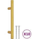 vidaXL Ročaji za omarico 10 kosov zlati 96 mm nerjaveče jeklo, (21415864) Cene