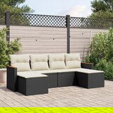 vidaXL 6-dijelni set vrtnih sofa s jastucima crni od poliratana | shoptok.hr