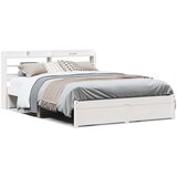 vidaXL Posteljni okvir z vzglavjem brez vzmetnice bel 140x190 cm | Shoptok.si