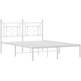  Metalni okvir za krevet s uzglavljem bijeli 140 x 190 cm | shoptok.hr