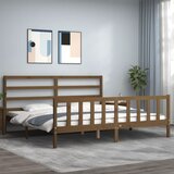 vidaXL Posteljni okvir z vzglavjem medeno rjav 200x200 cm trden les Cene