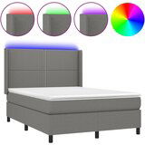 Maison Chic Box spring postelja - Vzmetna postelja z vzmetnico LED temno siva 140x190 cm blago SL2536, (21901380) | Shoptok.si