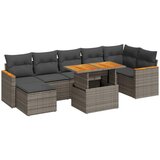 Maison Chic Seti vrtnega pohištva - Vrtna garnitura - Vrtni pohištvo set z blazinami 8-delna siv ratan/akacija, (21805655) | Shoptok.si
