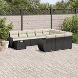 vidaXL 11-dijelni set vrtnih sofa od poliratana s jastucima crni | shoptok.hr