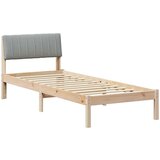  Okvir kreveta s uzglavljem Smeđa i svijetlo siva 75 x 190 cm | shoptok.hr