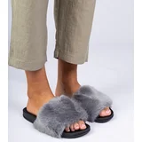 D/CEO marka niezdefiniowana Gray fur slides Manny
