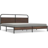 Metalni Kovinski posteljni okvir brez vzmetnice rjavi hrast 193x203 cm, (21610372) | Shoptok.si