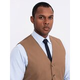 Ombre Men's suit vest without lapels - caramel | ePonuda.com