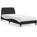The Living Store Postelja z vzmetnico črna in bela 90x190 cm umetno usnje - Postelja, (21610751) | Shoptok.si