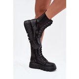 VINCEZA Suede Boots Workery on Massive Platform Wedge Heel Black Lavica | Shoptok.si