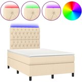  Box spring postelja z vzmetnico LED krem 120x200 cm blago, (20901459) | Shoptok.si