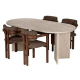 Hanah home Set Trpezarijski sto i 4 stolice Meridia 4 Travertine Walnut Brown | Eponuda.com