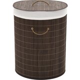 vidaXL Koš za perilo iz bambusa ovalen temno rjav | Shoptok.si