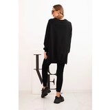 Polski Women's cotton set sweatshirt and leggings with the inscription Minimal black | Shoptok.si