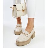 VINCEZA Beige eco-leather heeled shoes | Shoptok.si