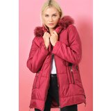 Dewberry Z6668 LADIES' COAT-PLAIN BURGUNDY | shoptok.hr