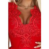 Numoco 200-11 CHARLOTTE exclusive flared dress with lace neckline - red | shoptok.hr