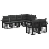  Set vanjskih sofa s jastukom 7 pcs Crna i tamno siva Poliester | shoptok.hr