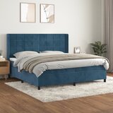 The Living Store Box spring postelja z vzmetnico temno modra 200x200 cm žamet - Box Spring Postelja, (21491311) Cene