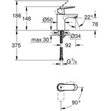 Grohe 2337600E Eurosmart Cosmopolitan Cold Start armatura za umivalnik | Shoptok.si