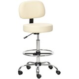 Nesta Vrtljiv barski stol/delovni stol z naslonjalom, nastavljiva višina, bež PU prevleka, 56×57×104–127 cm, za kuhinjo in bar, (5000493682) | Shoptok.si