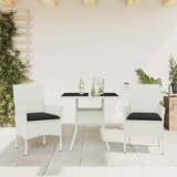 vidaXL Vrtna jedilna garnitura 3-delna z blazinami bel PE ratan steklo | Shoptok.si