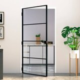 Sobna vrata crna 102 x 201,5 cm kaljeno staklo i aluminij tanka | shoptok.hr
