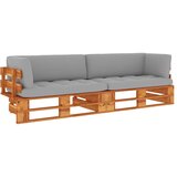 The Living Store Kavč dvosed iz palet z blazinami medeno rjava impreg. borovina - Kavč Iz Palet, (21421650) | Shoptok.si