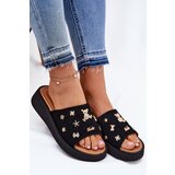 VINCEZA Ladies Suede Slippers With Clips Black 66741 | Shoptok.si