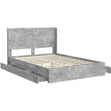  Krevetna konstrukcija s pohranom i uzglavljem Betonska siva 150 x 200 cm | Shoptok.si