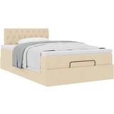 vidaXL Otomanski posteljni okvir z vzmetnico krem 120x190 cm blago, (21610494) | Shoptok.si