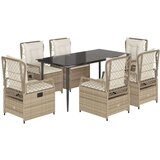  7-dijelni vrtni blagovaonski set od poliratana s jastucima bež | shoptok.hr