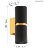 Eglo passa zidna/2, led, gu10, 2x3,3w, zlatna/crna 2R49M94 | Eponuda.com