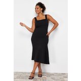 Trendyol Curve Black Flounce Detailed Midi Knitted Dress Cijene