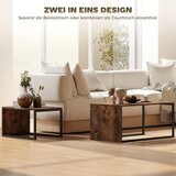  Set od 2 stolića za kavu stolića za sofu pomoćnih stolića iverica metal 90 x 48 x 42 cm/59 x 42 x 36 cm crna+smeđa | shoptok.hr