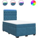 vidaXL Box spring postelja z vzmetnico modra 120x190 cm žamet, (21305140) Cene