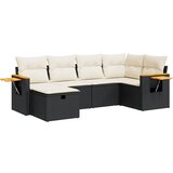  6-dijelni set vrtnih sofa s jastucima crni od poliratana | shoptok.hr