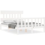 The Living Store Posteljni okvir z vzglavjem bel 140x200 cm trden les - Posteljni Okvir, (21531586) | Shoptok.si