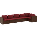 Maison Chic Seti vrtnega pohištva - Vrtna garnitura - Vrtni pohištvo set 6-delna z blazinami rjav poli ratan, (21807404) | Shoptok.si