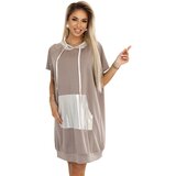 numoco basic 591-1 Kangaroo dress with hood and metallic details – Mocha Mousse | | Shoptok.si