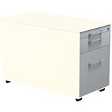 mauser Predalnik na kolesih, VxG 520 x 800 mm, 1 predal za material, 1 predal za obešalne mape, čisto bele / aluminijasto srebrne / čisto bele barve | Shoptok.si