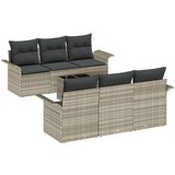 vidaXL 7-delni set vrtnarskih kavčev z blazinami svetlo sivi poli ratan, (22094193) | Shoptok.si