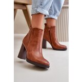 PS1 Lined Women's Boots with Chunky Heel Faux Leather Brown Teresine | shoptok.hr